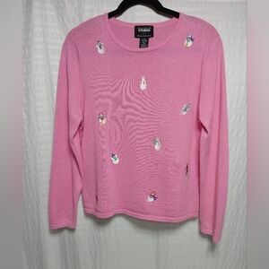 Vintage Studio Joy Snowman Festive Cotton/ Rayon Knit Pull On Sweater. Size Lp